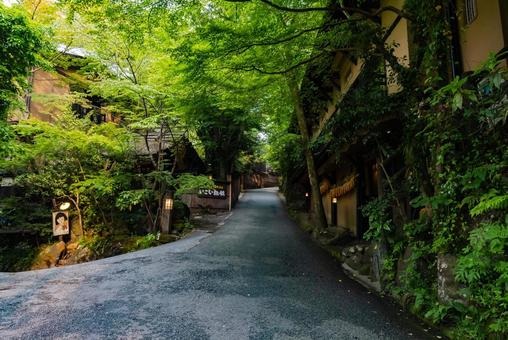 日本の温泉の情緒ある風景